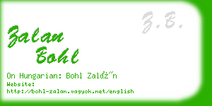 zalan bohl business card